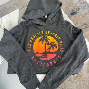 Cropped Hoodie – Los Angeles Graphic, Charcoal Gray – Size S